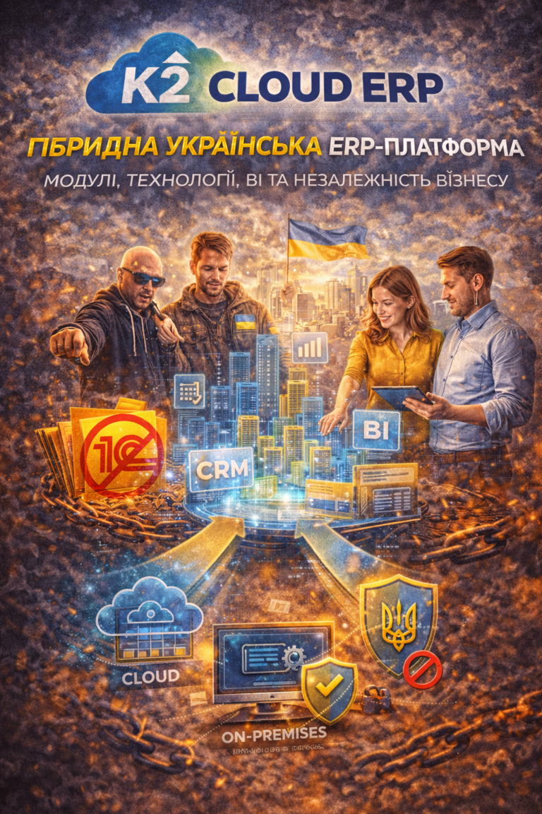K2 Cloud ERP — гібридна українська ERP-платформа: модулі, технології, BI та незалежність бізнесу
