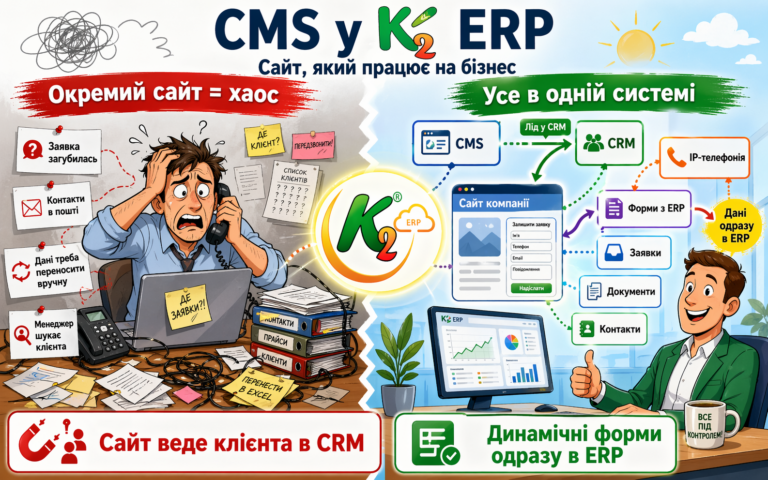 CMS у K2 ERP: сайт компанії, який не просто “висить в інтернеті”, а працює на бізнес