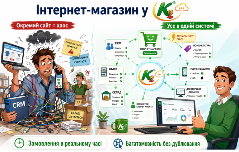 Інтернет-магазин у K2 ERP: коли онлайн-продажі стають частиною єдиної системи, а не окремим головним болем