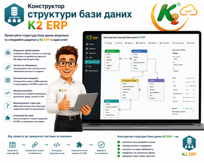 Конструктор структури бази даних K2 ERP 1 Конструктор структури бази даних K2 ERP