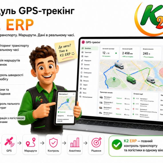 Модуль GPS-трекінг K2 ERP