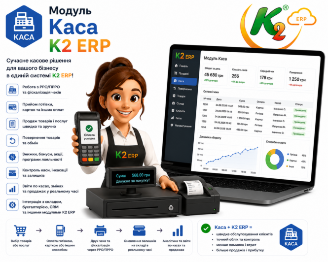 Модуль Каса K2 ERP 1 Модуль Каса K2 ERP