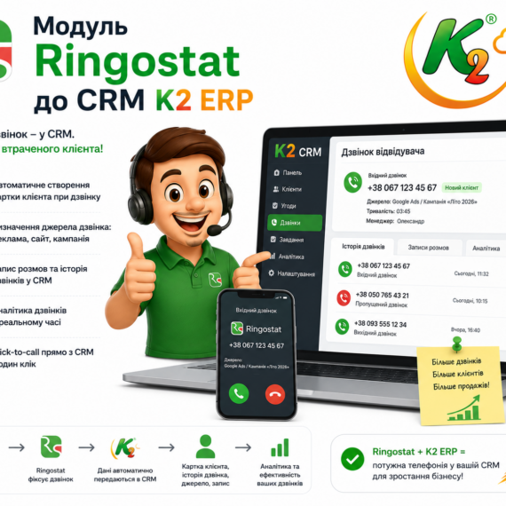 Модуль Ringostat до CRM K2 ERP