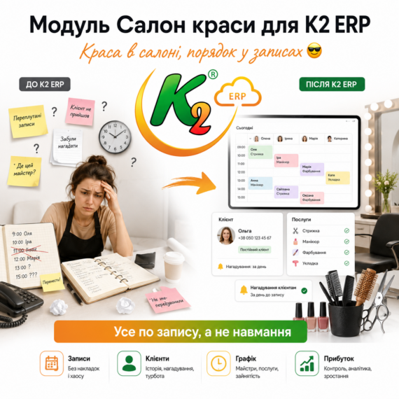 Модуль Салон краси K2 ERP