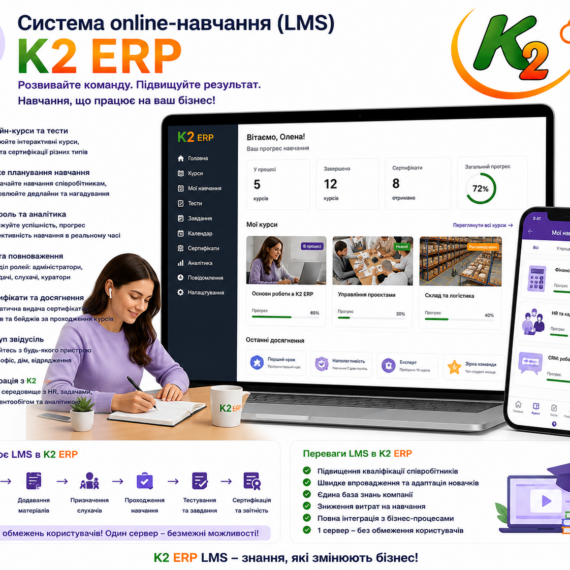 Система online-навчання (LMS) K2 ERP