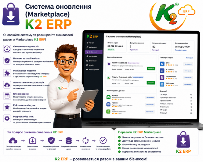 Система оновлення (marketplace) K2 ERP 1 Система оновлення (marketplace) K2 ERP