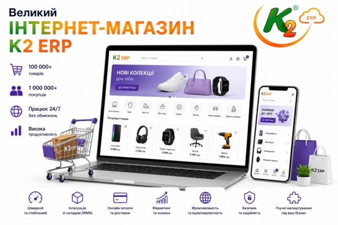 Великий Інтернет-магазин K2 ERP 1 Великий Інтернет-магазин K2 ERP