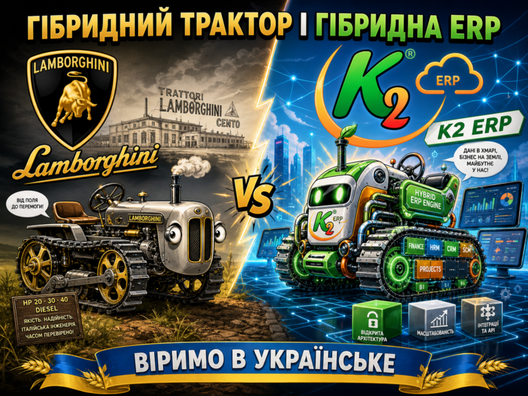 Гібридний трактор Lamborghini і гібридна ERP K2: як українська технологія може змінити ринок автоматизації