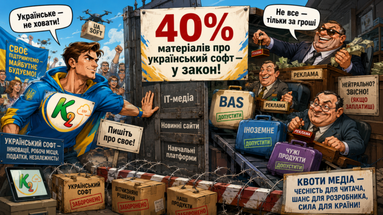 40% статей і навчальних матеріалів про український софт — у закон: час зобов’язати IT-медіа, новинні сайти й освітні платформи підтримувати українське