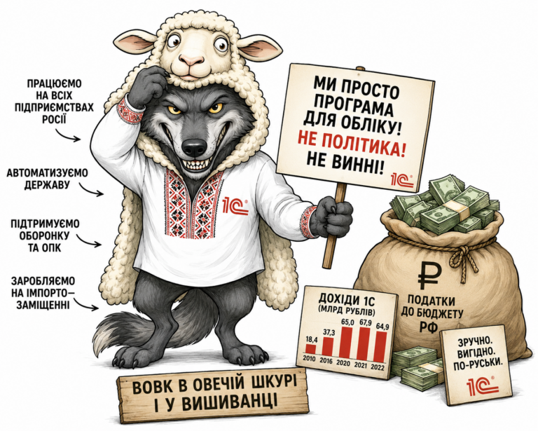 1С — не невинна жертва. 1С заробляє на російській воєнній економіці